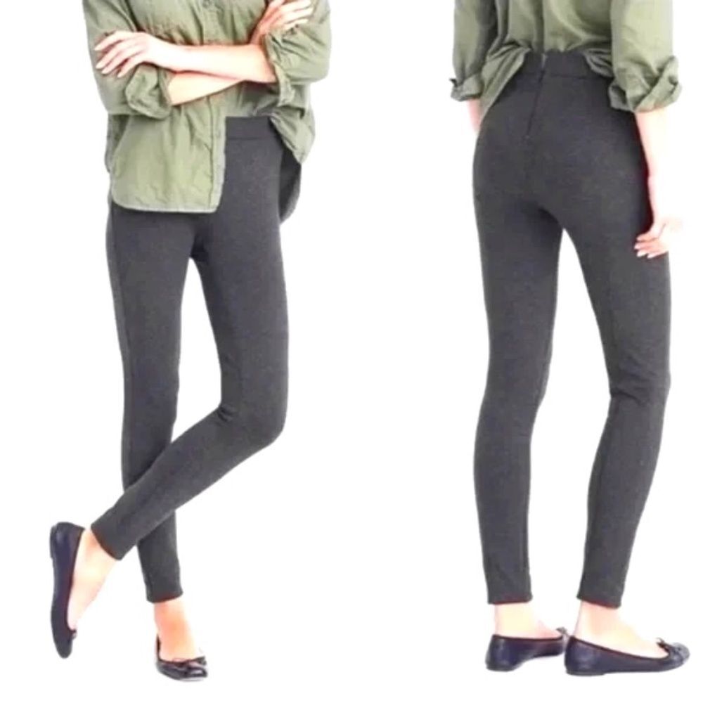 J.Crew Pixie Pant Ponte Knit Seam Stretch Tapered Legging Charcoal Gray SIZE S